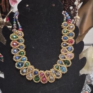 Multicolor Crystal Statement Necklace by